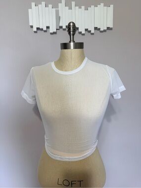 PINK Victoria's Secret White Sheer Cropped Crew Tee
